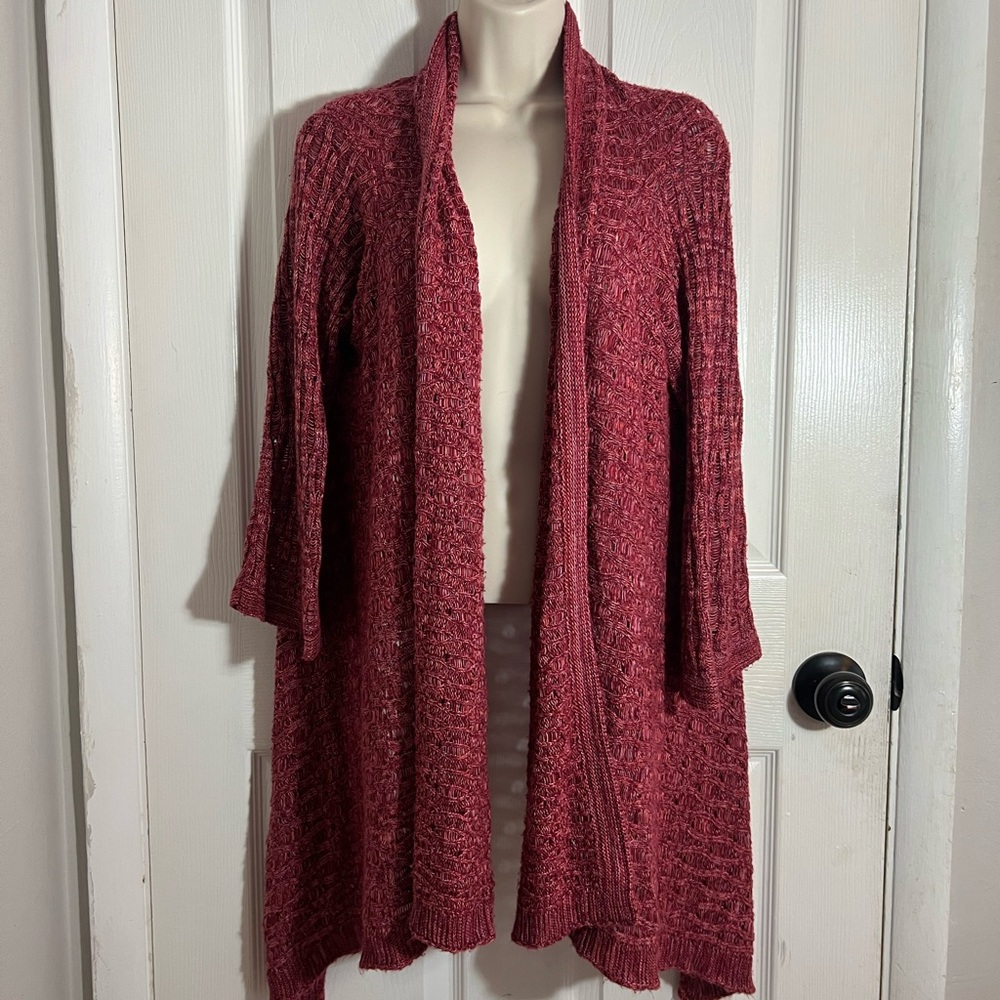 a.n.a Red Cardigan Sweater Open-Front 3/4 Sleeves. Size XL